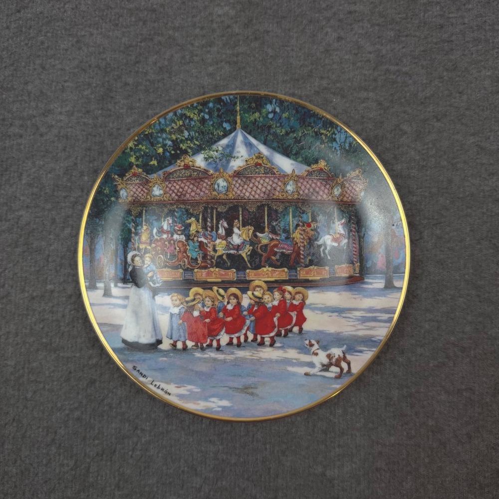 Franklin Mint Collector Plate 8in‎ Multicolor Carousel Holiday Sandi Lebron